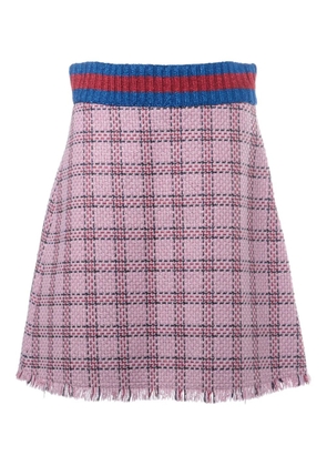 Gucci Pre-Owned 2010-2016s tweed fringed mini skirt - Pink