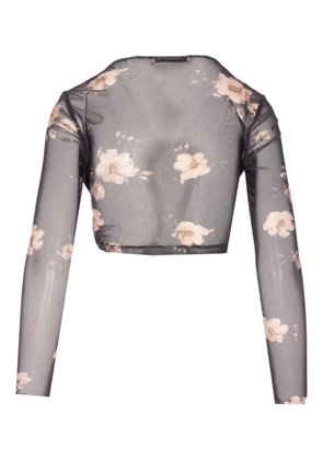 MAR DE MARGARITAS floral-print mesh top - Black