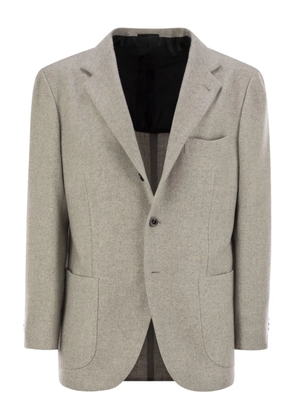 Kiton single-breasted patch-pockets jacket - Grey