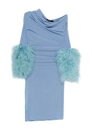Cowboys of Habit fur-detail draped dress - Blue