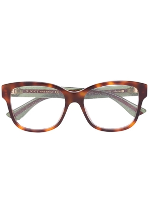 Gucci Eyewear Web arm tortoiseshell glasses - Brown