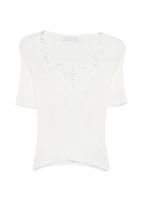 Ermanno Scervino lace-trim ribbed T-shirt - White