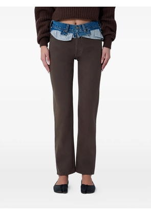 August Barron contrast-waistband five-pocket jeans - Brown