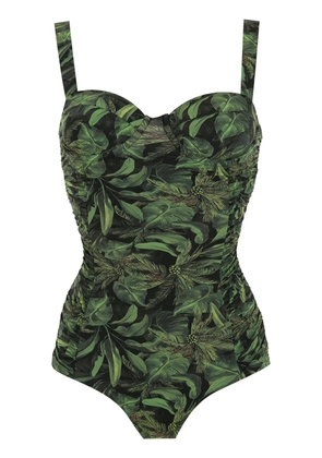 Isolda Coqueiral foliage-print swimsuit - Black
