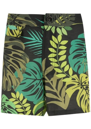 Amir Slama leaf print shorts - Black