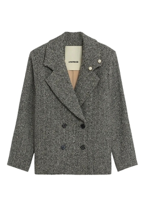 A Paper Kid herringbone double-breasted jacket - Grey