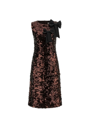 GANNI sequins bow midi dress - Brown