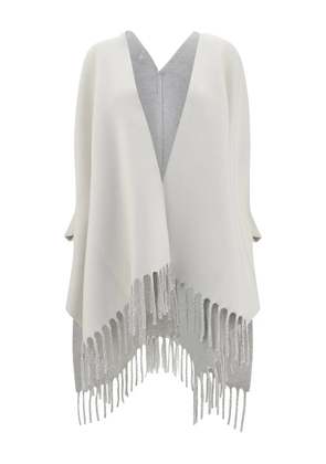 Brunello Cucinelli fringed poncho - White