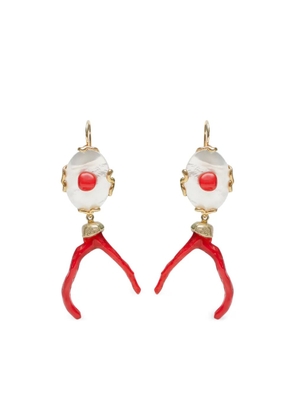 OBSIDIAN oval drop earrings - Gold