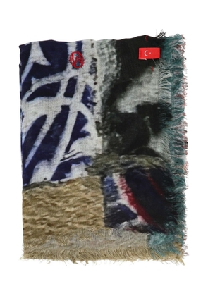 TALKING WALLS Crimson fringed scarf - Blue