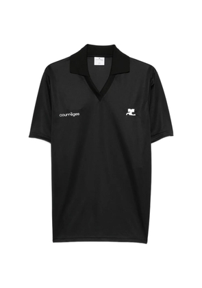 Courrèges V-neck cotton T-shirt - Black
