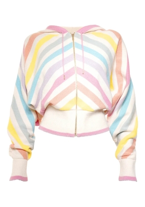 CHANEL Pre-Owned 2019 striped hooded cardigan - Neutrals