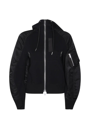 sacai hooded zip knitwear - Black