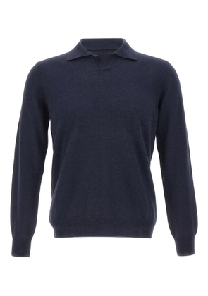 Kangra johnny-collar ribbed polo shirt - Blue