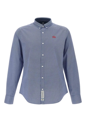 La Martina micro-dot-pattern long-sleeves shirt - Blue