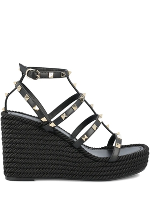 Valentino Garavani 95mm studded ankle-strap wedge sandals - Black