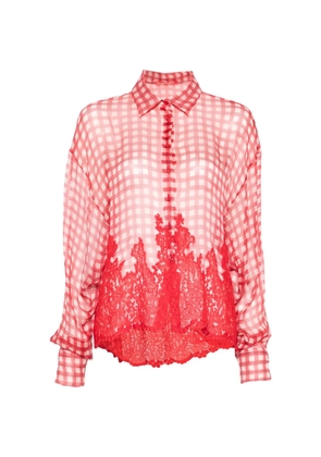 Ermanno Scervino gingham lace shirt - Red