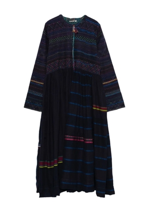 INJIRI striped-pattern coat - Blue