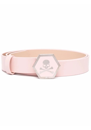 Philipp Plein skull-motif leather belt - Pink