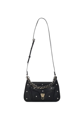 Coccinelle pearl-embellishment leather shoulder bag - Black