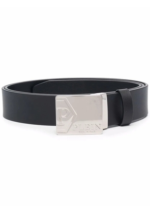 Philipp Plein logo-plaque leather belt - Black
