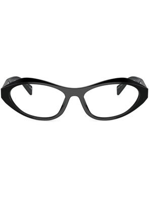 Prada Eyewear logo-engraved oval-frame glasses - Black