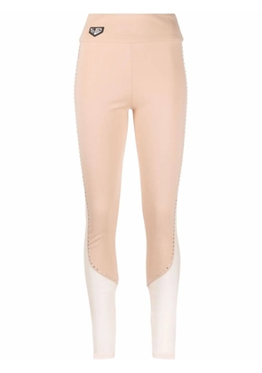 Philipp Plein stud-detail sheer-paneling leggings - Neutrals