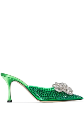 MACH & MACH Carrie crystal-embellished 85mm mules - Green