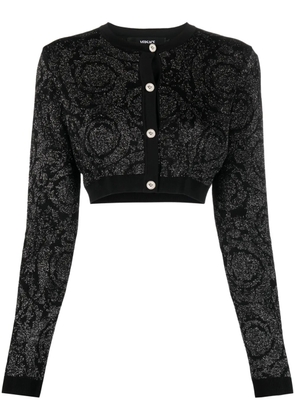Versace Barocco lurex cropped cardigan - Black
