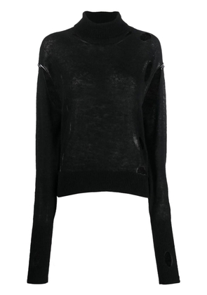 MM6 Maison Margiela distressed high-neck jumper - Black