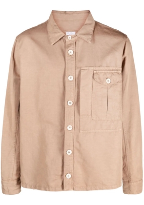 Brunello Cucinelli long-sleeve buttoned shirt jacket - Brown