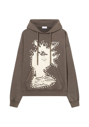 Off-White graphic-print drawstring hoodie - Brown