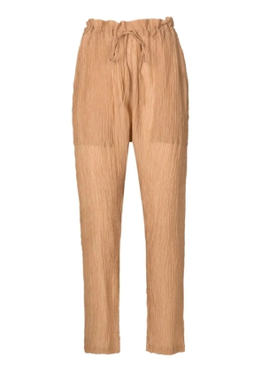 Amir Slama crinkle-effect silk trousers - Brown