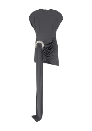 David Koma embellished draped-overlay mini dress - Grey