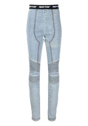 Philipp Plein logo-waistband leggings - Blue