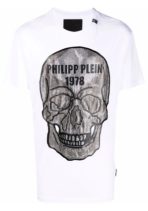 Philipp Plein crystal skull cotton T-shirt - White