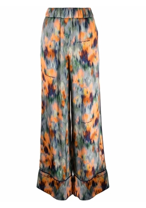 Off-White floral-print wide-leg trousers - Orange