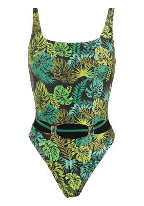 Amir Slama tropical print ribbed swimsuit - Green