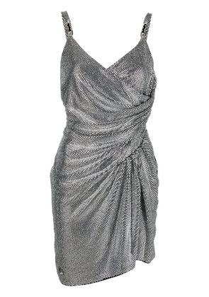Philipp Plein crystal-embellished ruched mini dress - Grey