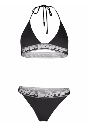 Off-White logo-band bikini set - Black