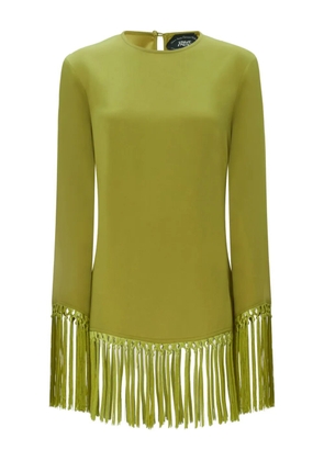 Taller Marmo fringe-trimmed long-sleeve dress - Green