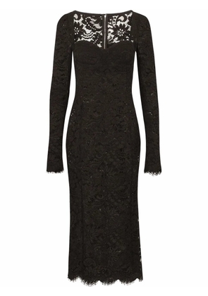 Dolce & Gabbana scallop-hem lace midi dress - Black