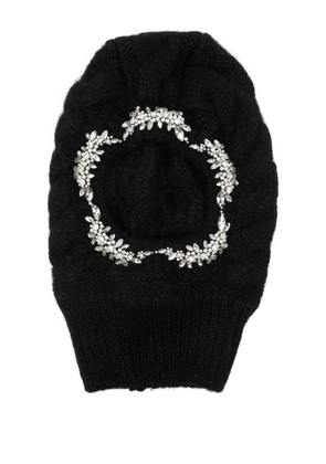 Simone Rocha knitted crystal-embellished balaclava hat - Black