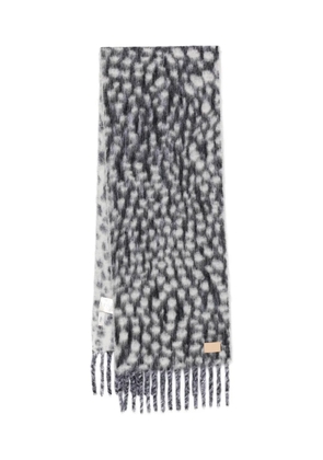 FENDI dot-pattern fringed scarf - Black