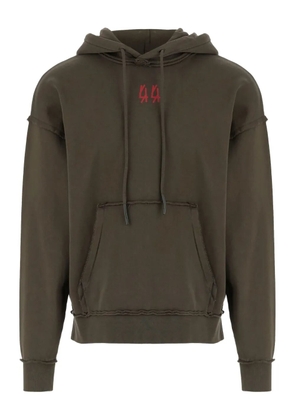 44 LABEL GROUP logo-print frayed-edge hoodie - Green