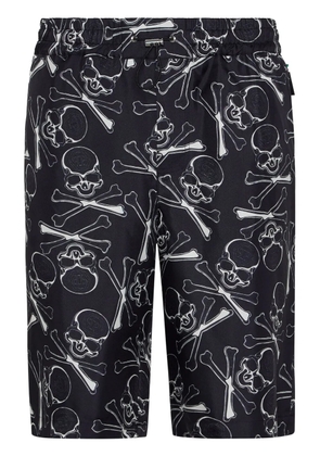 Philipp Plein skull-print silk shorts - Black