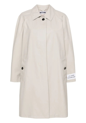 Moschino patch-detail midi trench coat - Neutrals