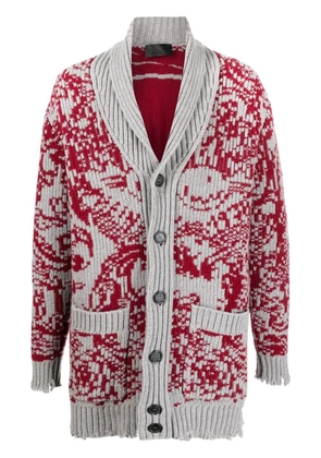 Philipp Plein long intarsia-knit cardigan - Grey