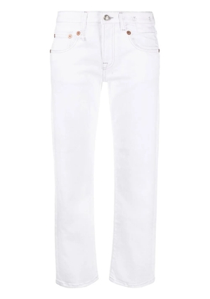 R13 distressed-edge straight-leg jeans - White