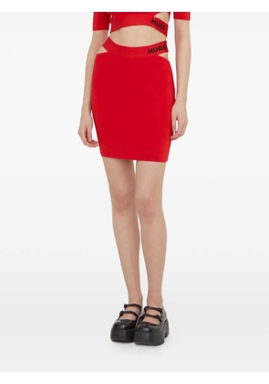 HUGO cut-out logo mini skirt - Red